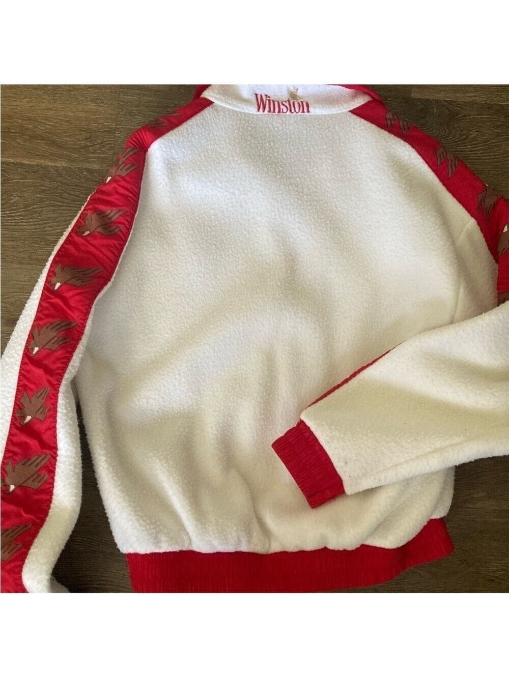 Vintage WINSTON MOTORSPORTS FULL ZIP FLEECE JACKET Large WHITE NASCAR RACING 90s - Picture 5 of 5